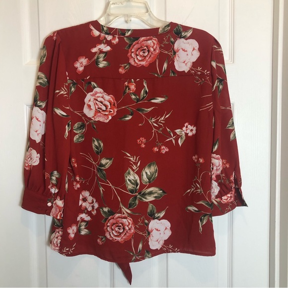 Soho Jeans Long Sleeve Button Down Tie Front Blouse Size S - Picture 7 of 8